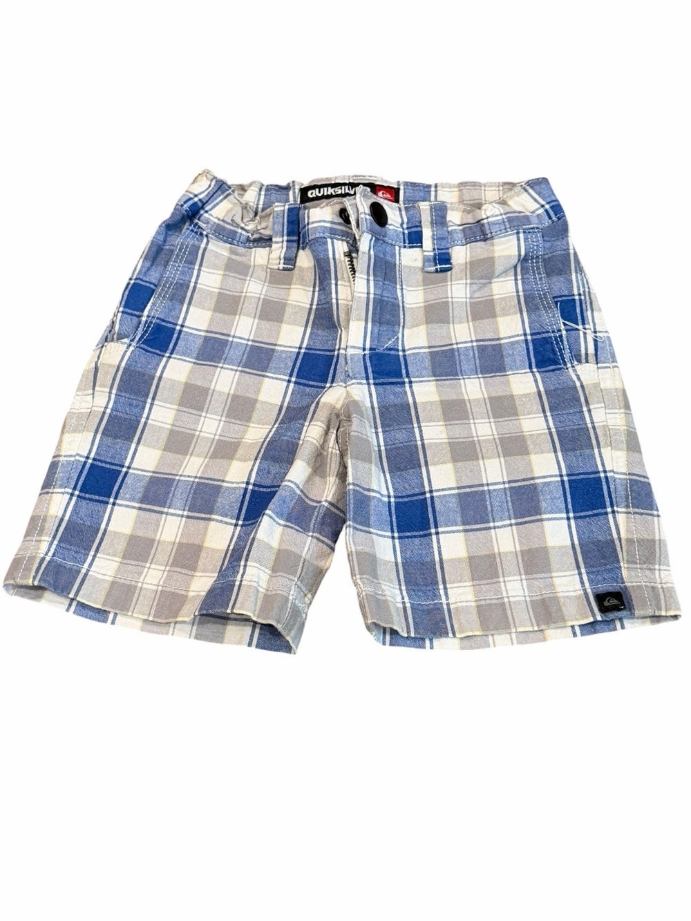 Quiksilver, Boys Blue and Grey Plaid Shorts, Size 2T